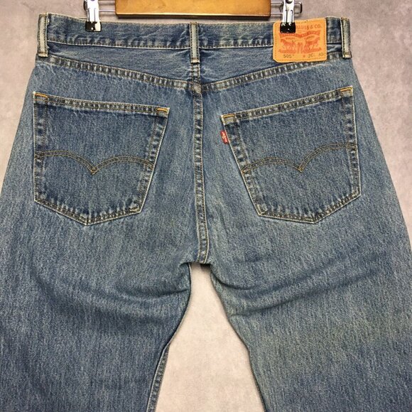 Levis Mens 505 Regular Fit Blue Jeans size 36x30 Cotton Denim Pants